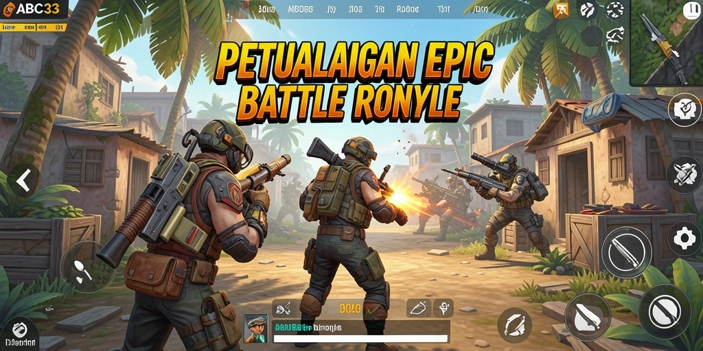 Screenshot utama ABC33 menampilkan pertarungan epik dalam Battle Royale.