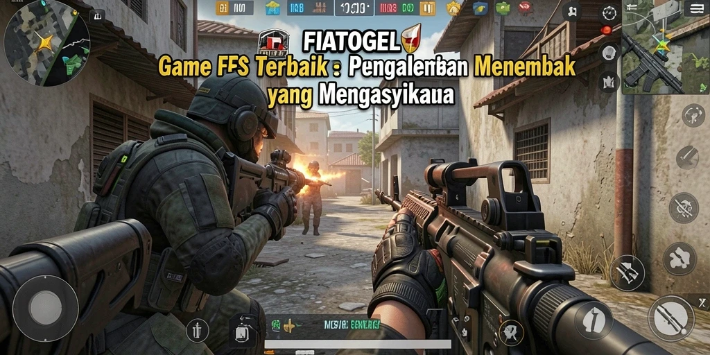 Tampilan seru dari gameplay FIATOGEL dalam pertempuran FPS.
