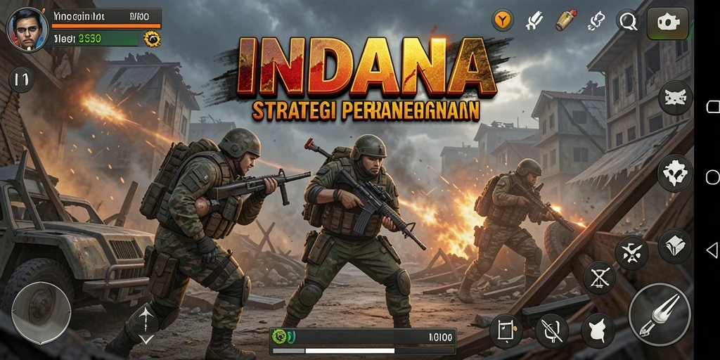 Screenshot gameplay INDAAA menunjukkan pertempuran strategis yang intens.