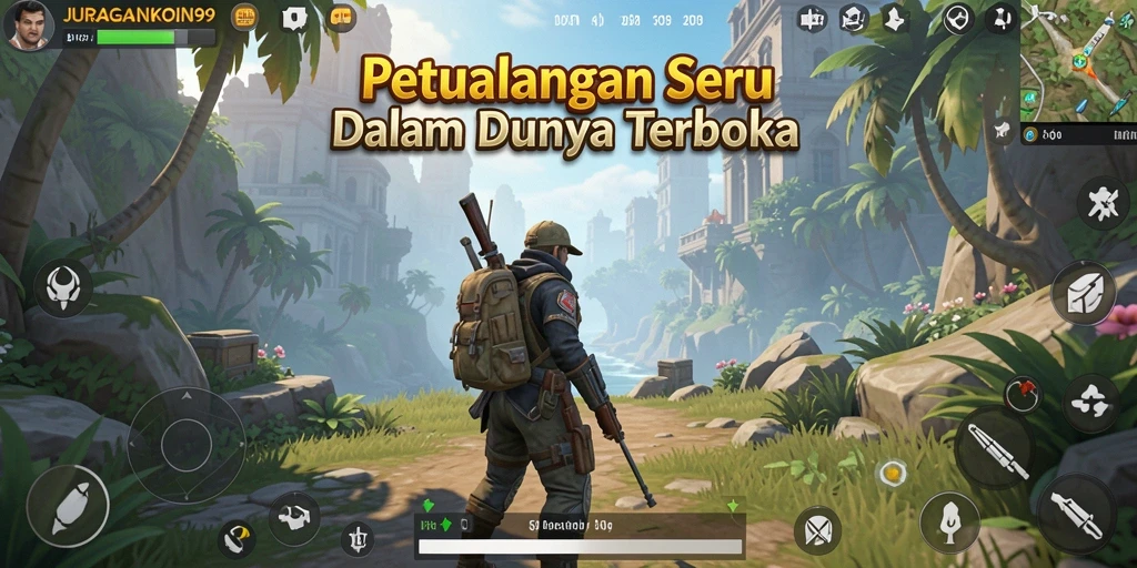 Gameplay seru di dunia terbuka JURAGANKOIN99 yang penuh petualangan.