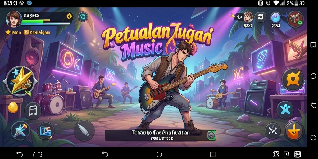 Tampilan gameplay K3K3 dengan interaksi musik yang menarik.
