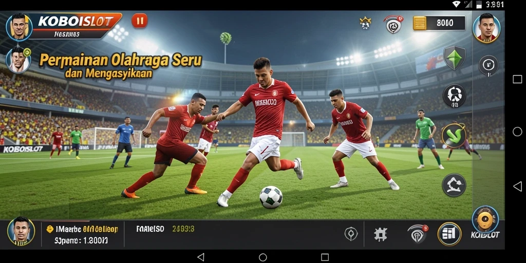 Screenshot utama KOBOISLOT menampilkan aksi seru dalam olahraga.