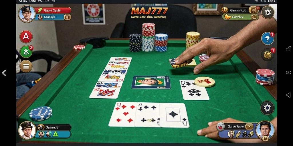 Gameplay seru Gaple di MAJ777 dengan teman-teman.