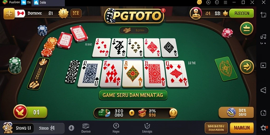 Screenshot utama PGTOTO menampilkan gameplay Domino yang seru.