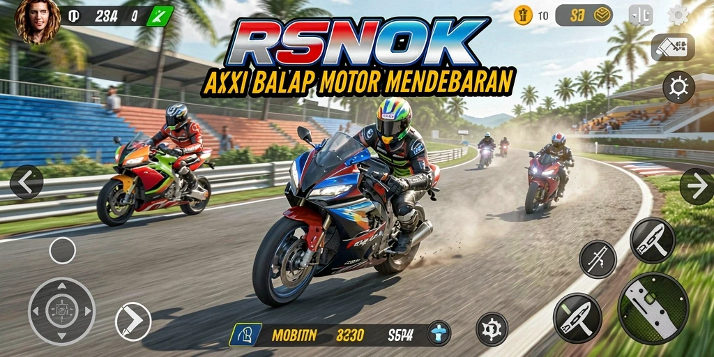 Screenshot RSNOK menampilkan gambaran seru balapan motor.