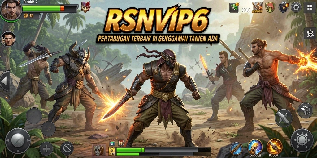 Screenshot gameplay RSNVIP6 menampilkan pertarungan seru antar karakter.