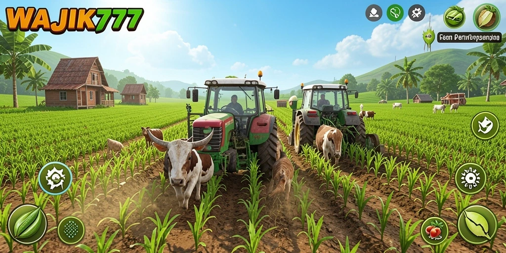 Screenshot gameplay menunjukkan aktivitas bertani yang seru.