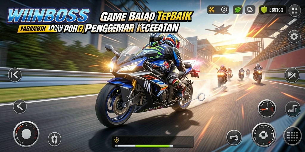 Screenshot gameplay WINBOSS menampilkan aksi balap yang seru.