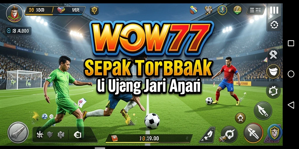 Screenshot gameplay <strong>WOW77</strong> menampilkan aksi sepak bola yang mendebarkan.